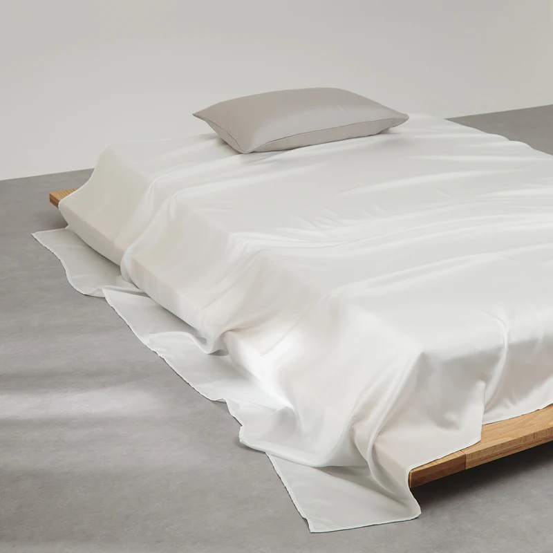 1pc Natural Mulberry Silk Flat Bed Sheet Solid Color Bedding Sheets 100% Silk Bedspreads for Twin Full Double Queen King Size