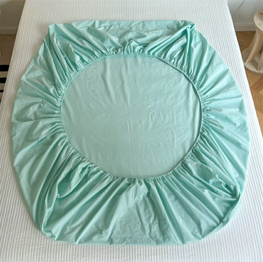 Cotton Mattress Cover with Elastic Rubber Band Soft Comfort Fitted Bed Sheet Ins Style Plain Color Bedsheet Adjustable Bed Cover