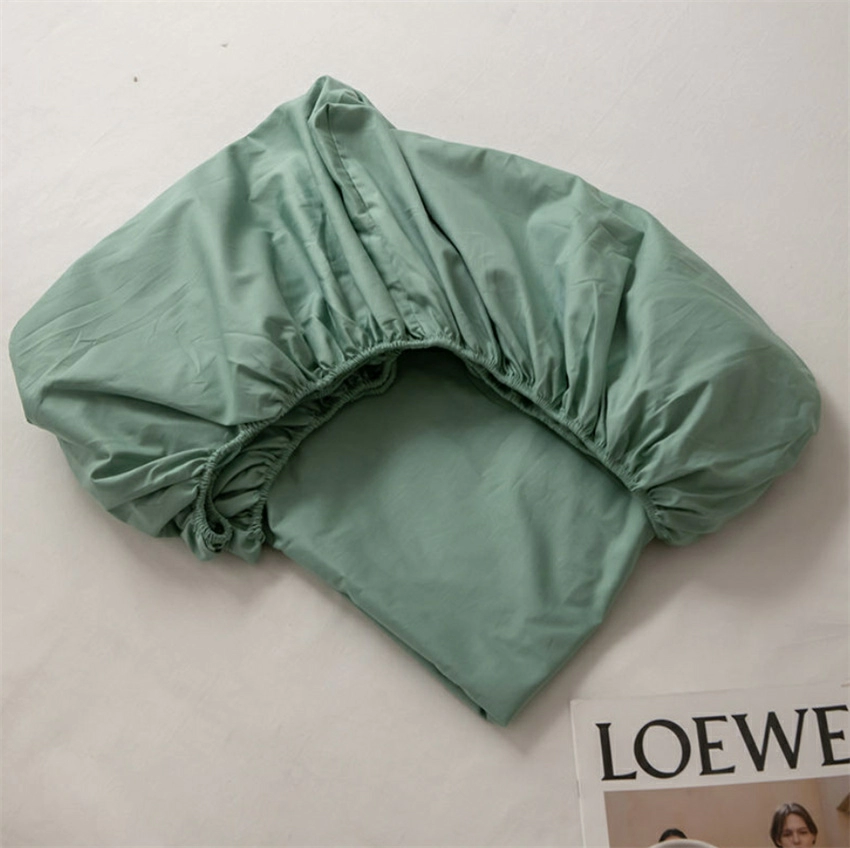 Cotton Mattress Cover with Elastic Rubber Band Soft Comfort Fitted Bed Sheet Ins Style Plain Color Bedsheet Adjustable Bed Cover