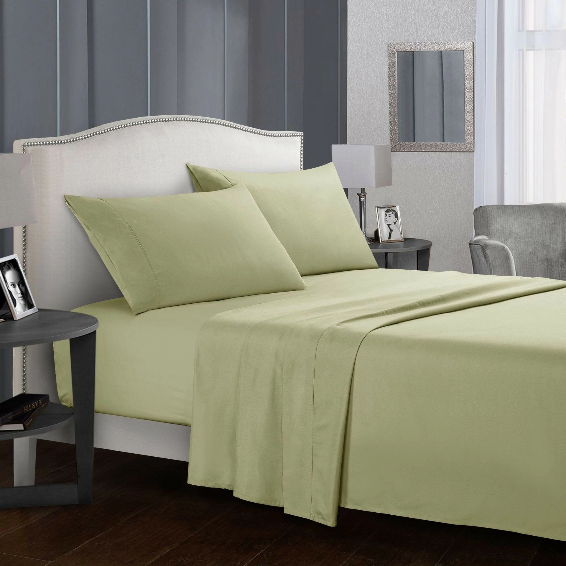 Battilo Bed Sheet Set Solid Luxury Super Soft Comfortable 4-Piece Bedding Set with Pillows Case For Twin/Full/Queen/King